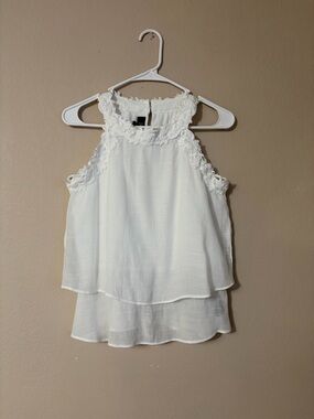 NEW BCX White With Lace Trim Boho Tank/Sleeveless Top Size S